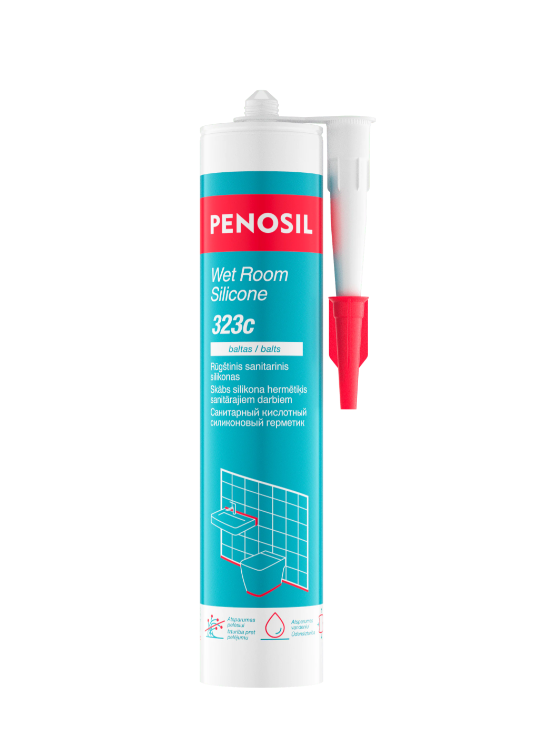 323 PENOSIL Wet Room Silicone 323 ,Skābs sanitārais silikona hermētiķis,caurspīdīgs - Image 1