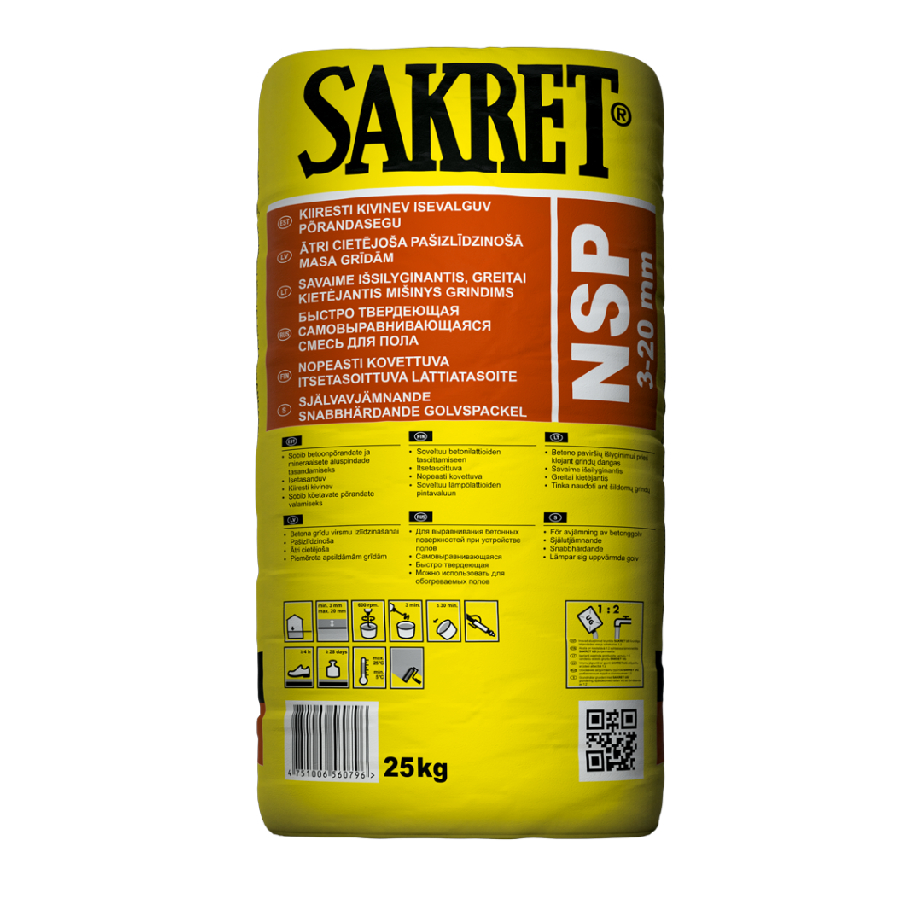 sakret-nsp SAKRET NSP Ātri cietējoša pašizlīdzinošā masa grīdām