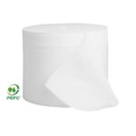 Tuales papīrs ruļļos no 100% celulozes, no jaunšķiedras, ar perforāciju, 2 slāņi.
