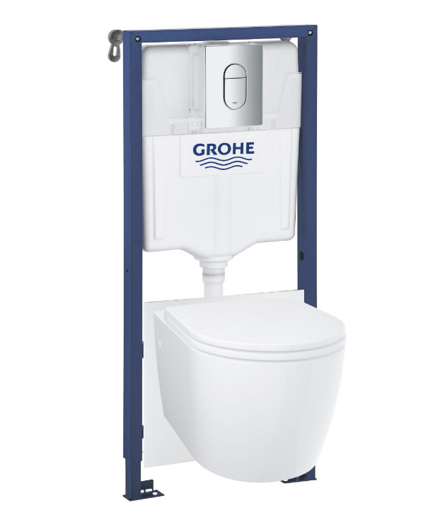 komplekts 5in1 - pods ar vāku BauCeramic, rāmis, taustiņš Arena Cosmo hroms, stiprin, skaņas izol.