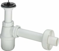 izlietnes sifons ar izplūdi, 1¼ x 32 mm, plastmasa, balts #