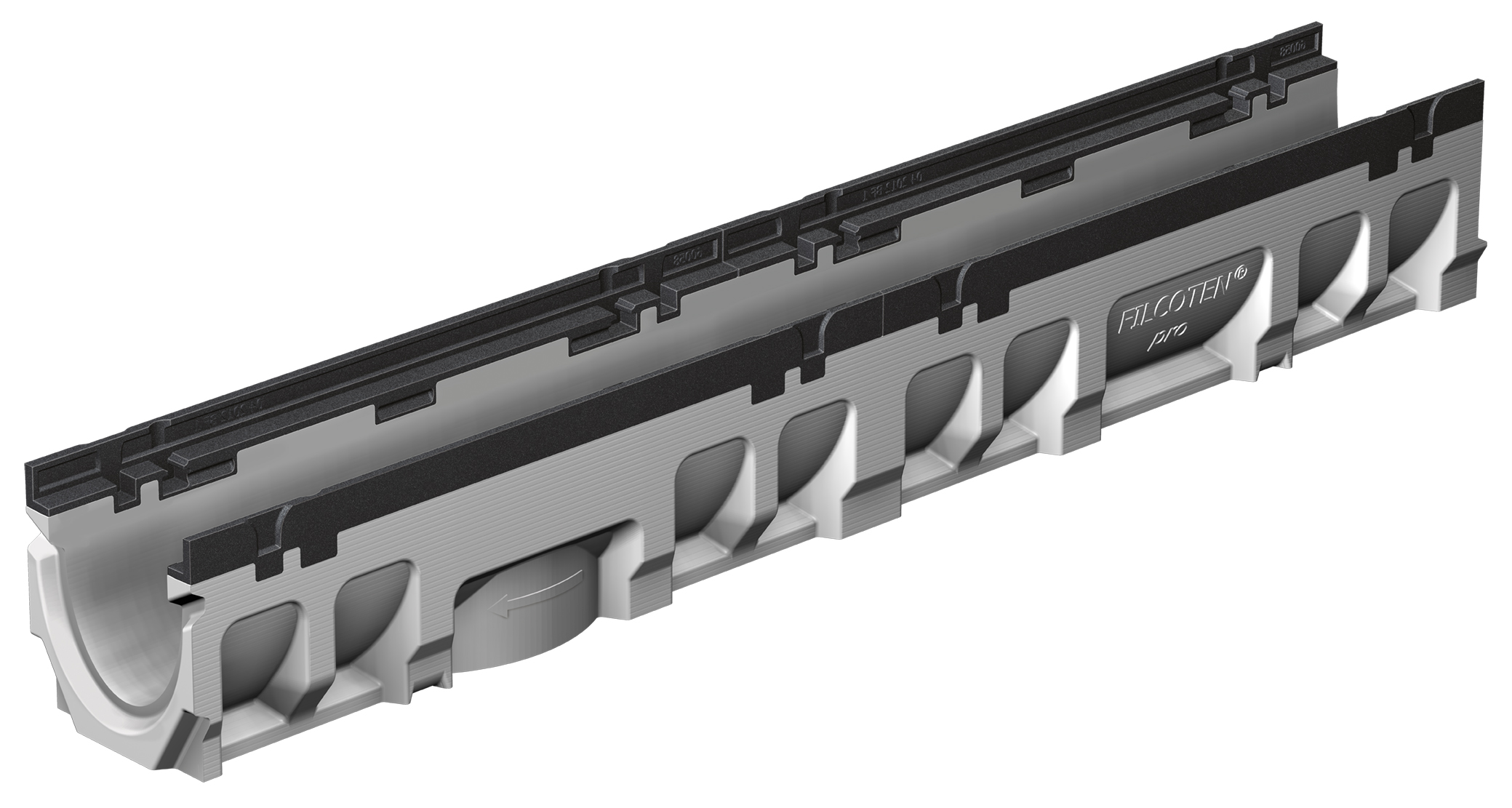 Kanāls Filcoten Pro, NW100/0 1000x138x142mm, ar čuguna apmali, bez slīpuma
