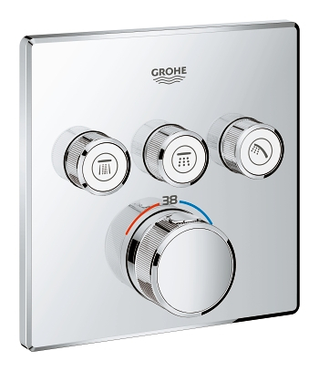 dušas termostata SmartControl virsapmetuma daļa, ar 3 izejām, hroms