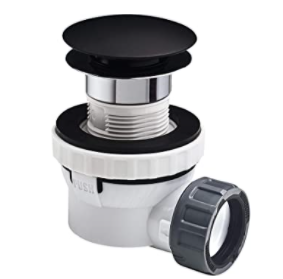 izlietnes sifons ar izplūdi Quick Clac, 1¼ x 32 mm, matēts melns