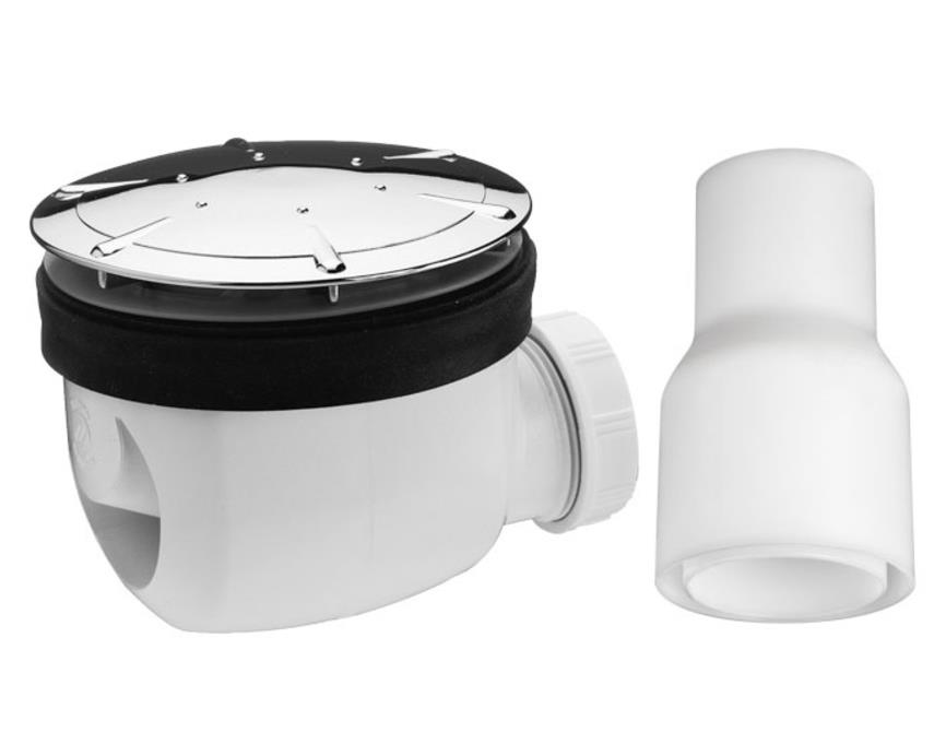dušas paliktņa sifons Twisto, d=90x40 mm, 32 l/min, plastmasa, balts/hroms
