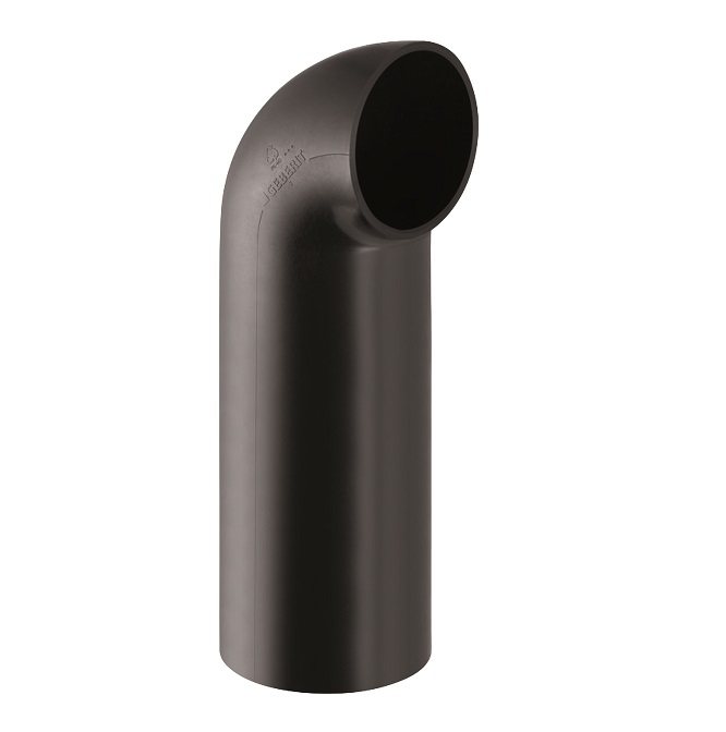 PE-HD līkums 90°, d=110 mm, pagarināts, ar nelielu radiusu