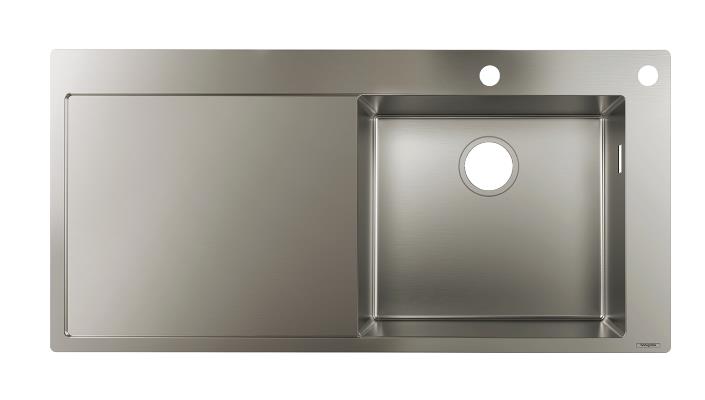 virtuves izlietne S717-F450, viena bļoda ar plauktu, 1025x490 mm, stainless steel