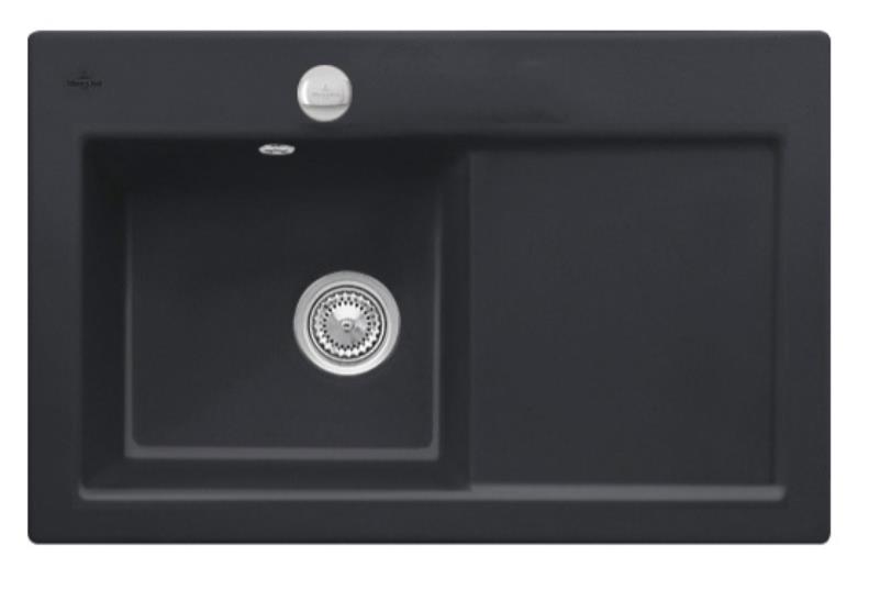 virtuves izlietne Subway 60 XL Flat, viena bļoda ar plauktu, 965x475 mm, kreisā puse, ebony CP
