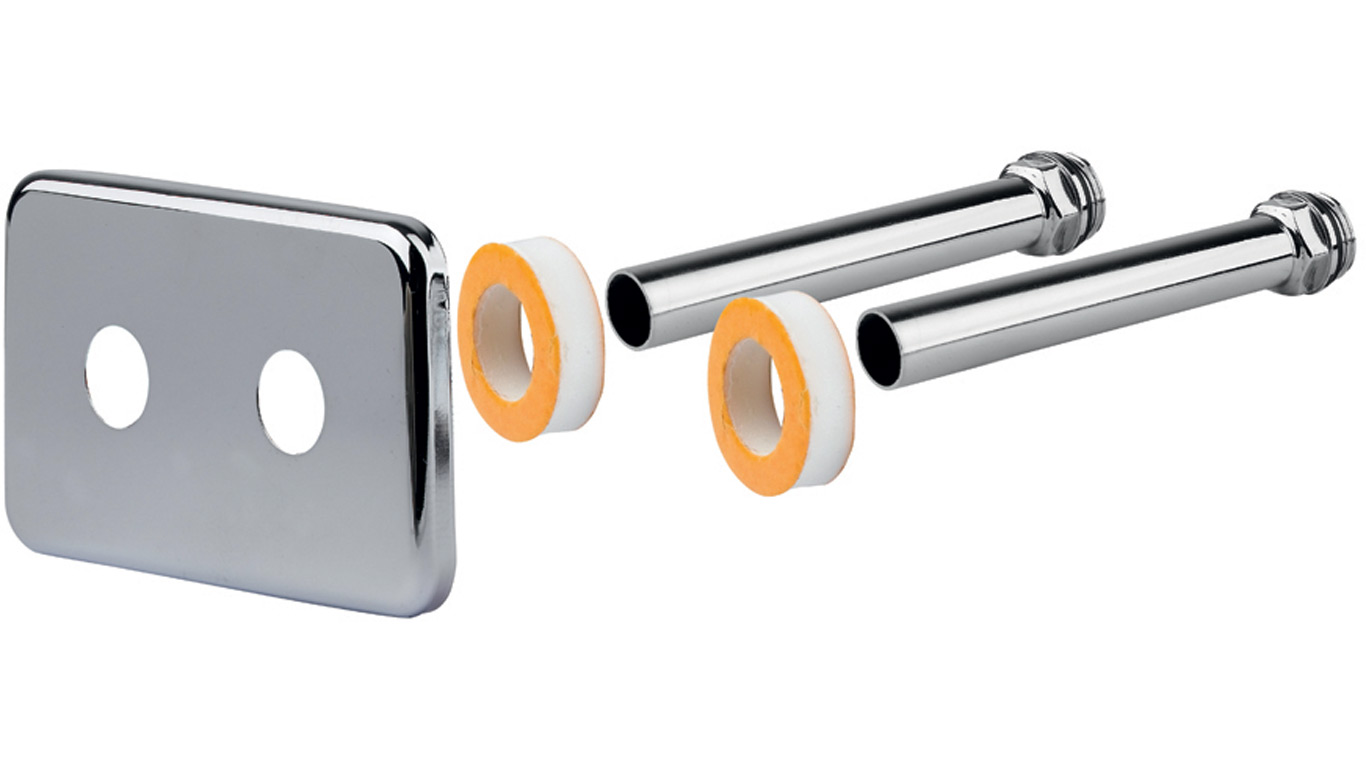 dubultais sienas pieslēgkomplekts 1/2`, d16, L-120mm, (int.50 mm)  matēts melns
