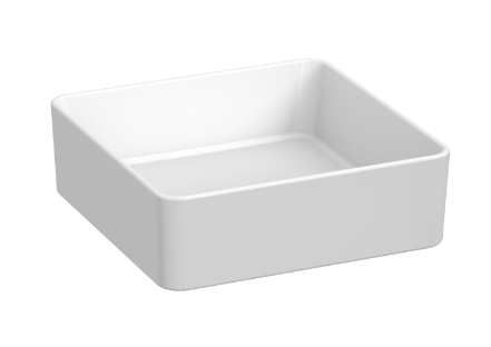 izlietne Pure ar keramisko izplūdes vāciņu, 380x380 mm, uz virsmas, matēta balta
