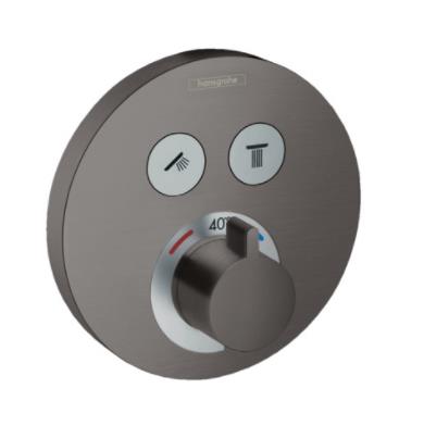 termostata ShowerSelect S  virsapmetuma daļa, ar 2 izejām, brushed black chrome