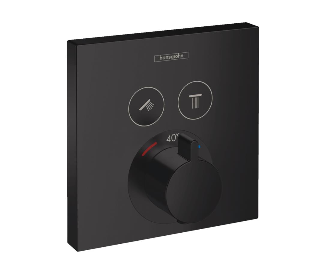 termostata ShowerSelect virsapmetuma daļa, 2 funkcijām, matēta melna termostata ShowerSelect virsapmetuma daļa, 2 funkcijām, matēta melna - Image 1