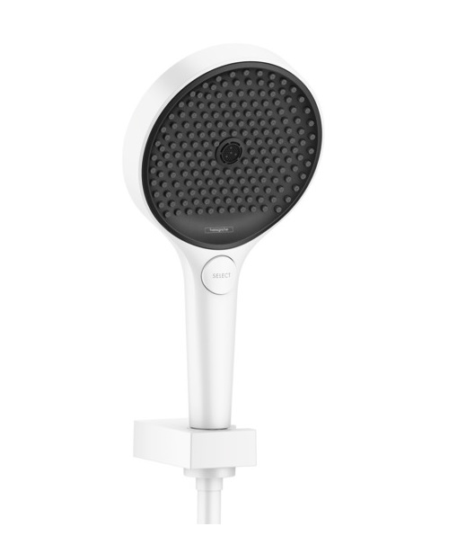 rokas dušas komplekts Rainfinity 130 3jet, 1250 mm dušas vads, matēts balts