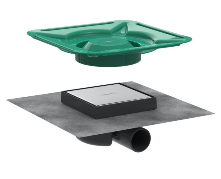 dušas traps RainDrain Spot, 150x150 mm, horizontāls, resti no otras puses var flīzēt