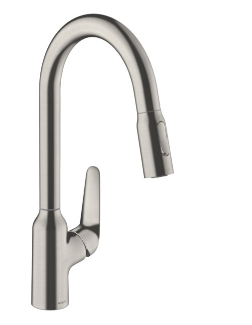virtuves izlietnes maisītājs ar izvelkamu dušu Focus M429-H220, stainless steel optic