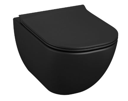 pods ar QR/SC vāku Mio rimless, 360x530 mm, stiprināms pie sienas, matēts melns