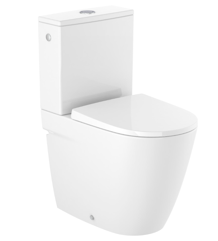pods ar QR/SC vāku Ona compact rimless, universāls izvads, pievads no apakšas, balts