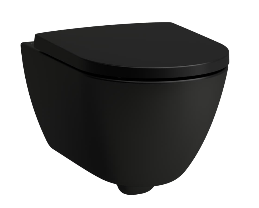 pods ar QR/SC vāku Pro X rimless, stiprināms pie sienas, 360x540 mm, silent flush, matēts melns