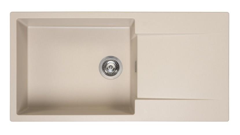 virtuves izlietne Amsterdam 540, viena bļoda ar plauktu, 1000x500 mm, caffe silvery