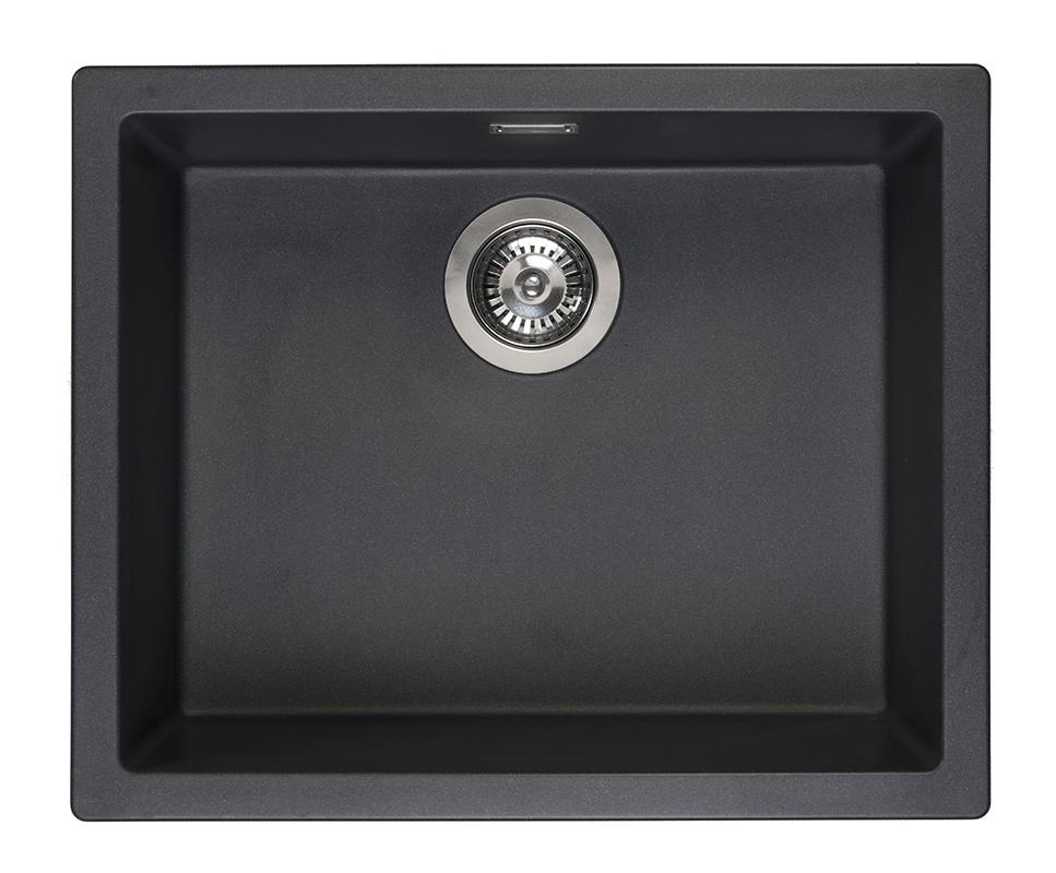 virtuves izlietne Amsterdam 50, viena bļoda, 560x460 mm, black silvery
