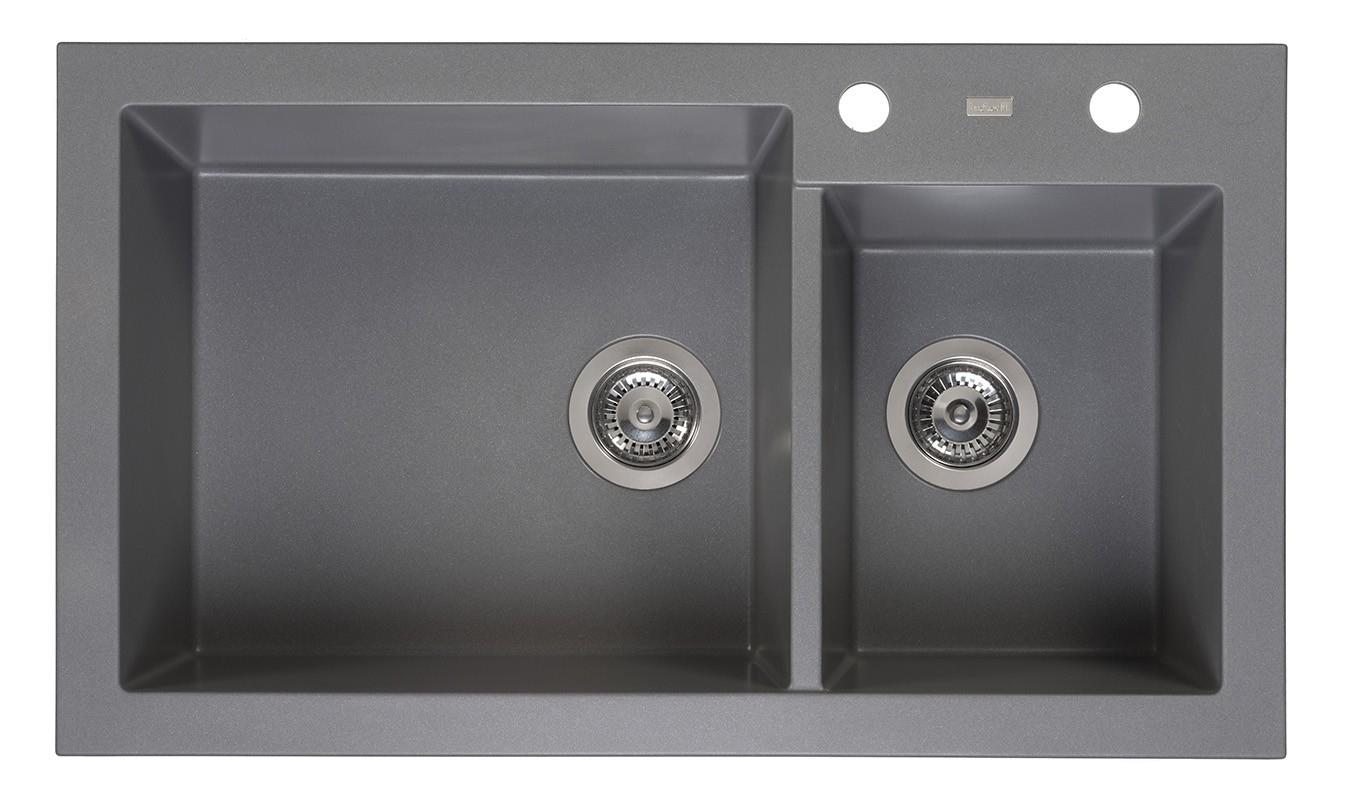 virtuves izlietne Amsterdam 25, 1.5 bļoda, 860x500 mm, grey silvery virtuves izlietne Amsterdam 25, 1.5 bļoda, 860x500 mm, grey silvery - Image 1