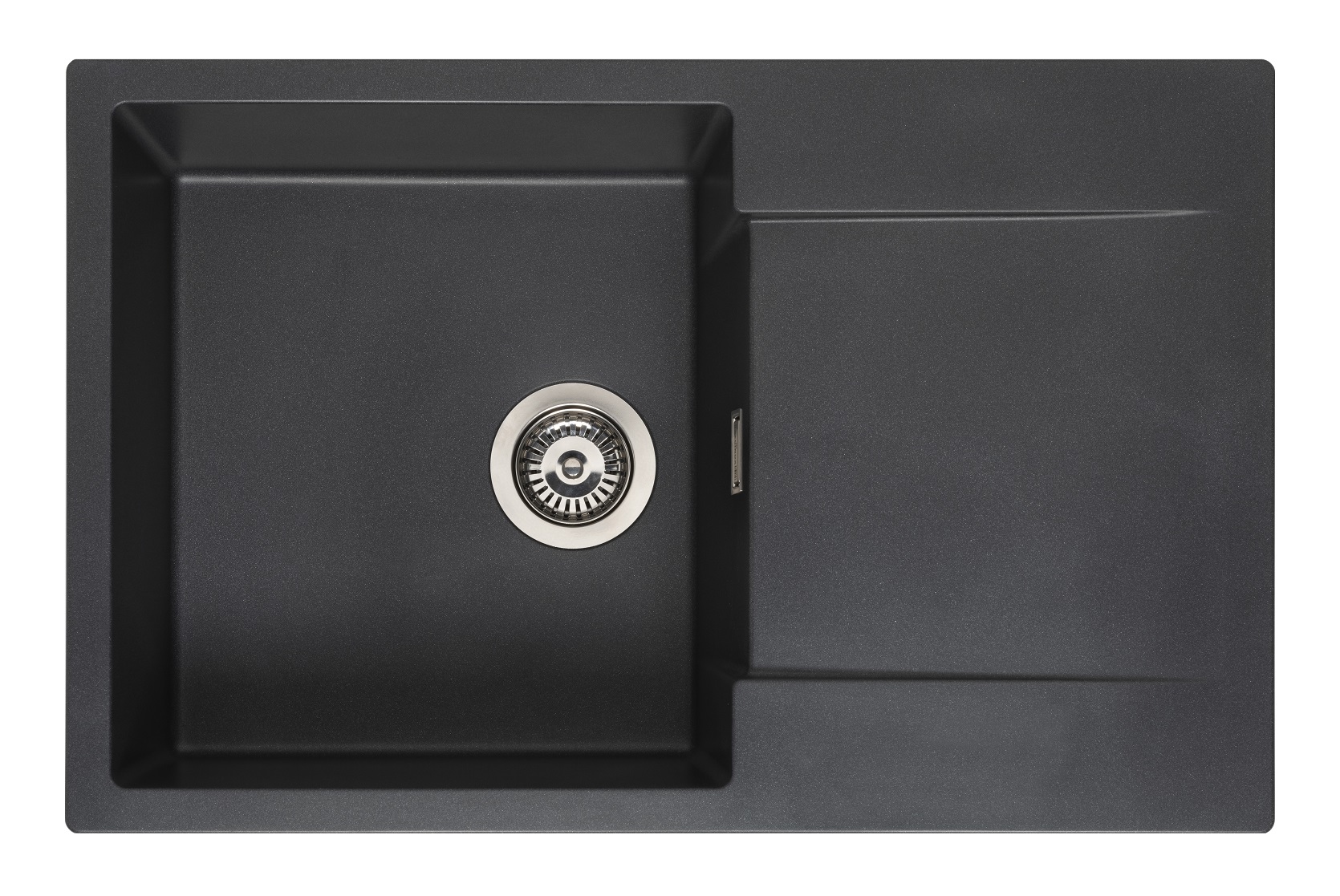 virtuves izlietne Amsterdam 78, viena bļoda ar plauktu, 780x500 mm, black silvery