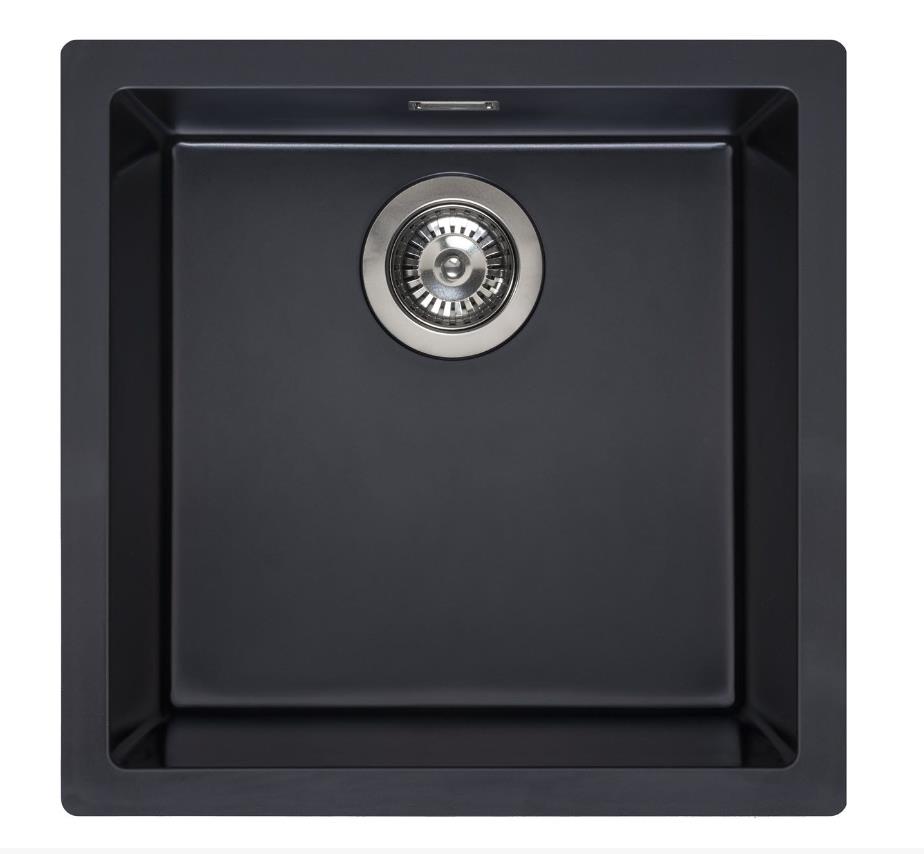 virtuves izlietne Amsterdam 40, viena bļoda, 460x460 mm, pure black
