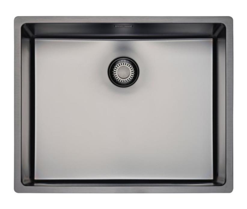 virtuves izlietne New York Comfort 50x40 (L), viena bļoda, 540x440 mm, gun metal silver