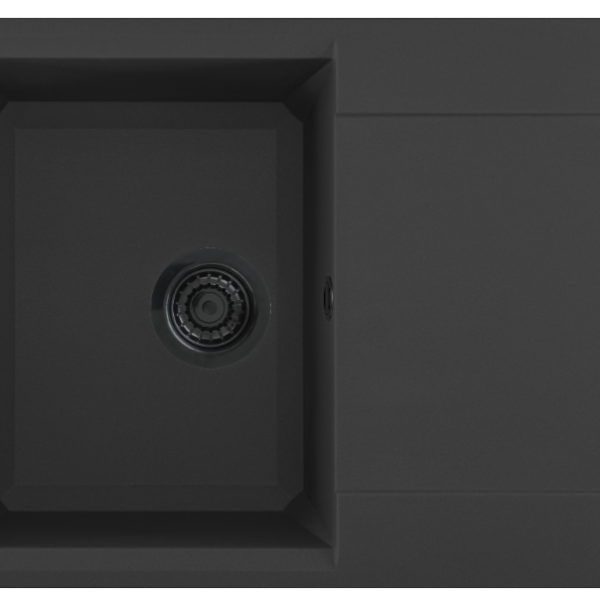 virtuves izlietne Bari 5, viena bļoda ar plauktu, 680x500 mm, nero black