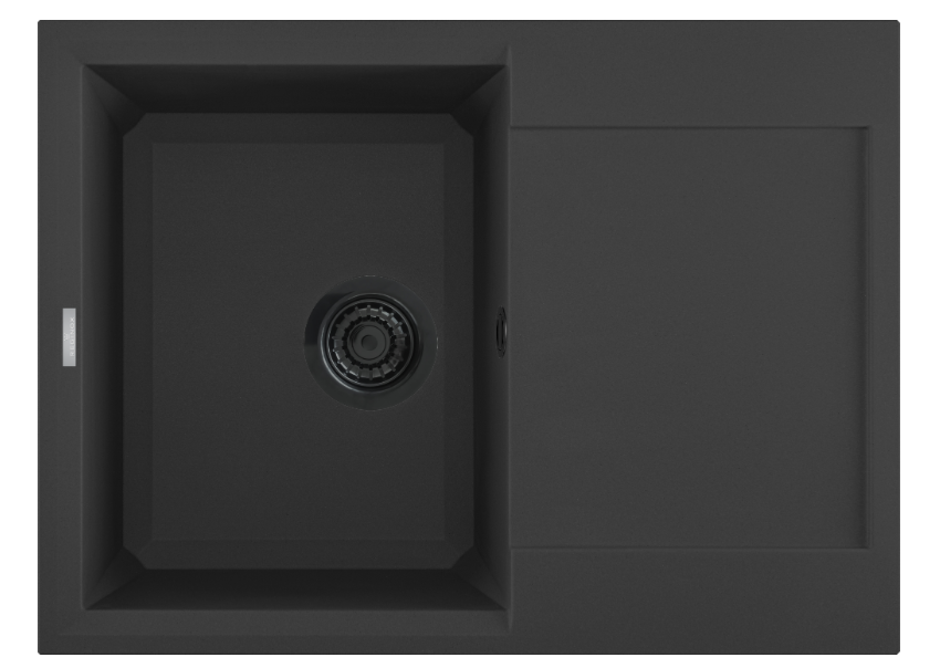 virtuves izlietne Bari 5, viena bļoda ar plauktu, 680x500 mm, nero black
