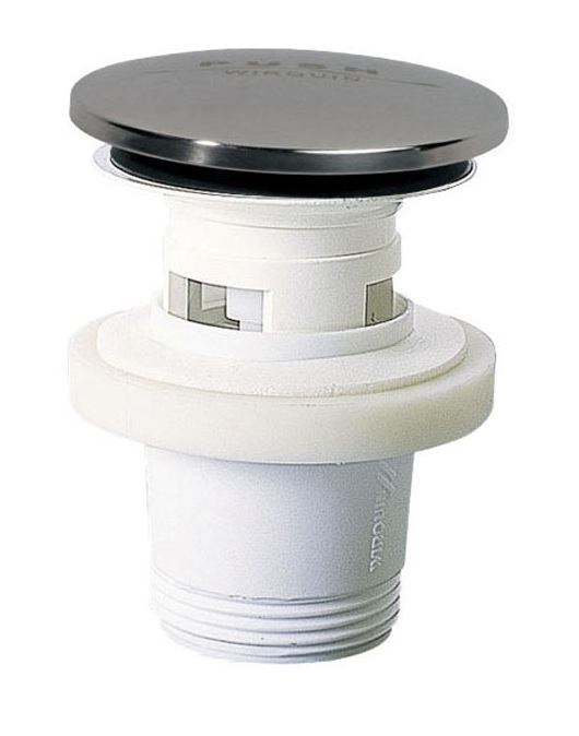 izplūde ar Quick Clac korķi, 1¼ ", h=100 mm, plastmasa, balta/hroms