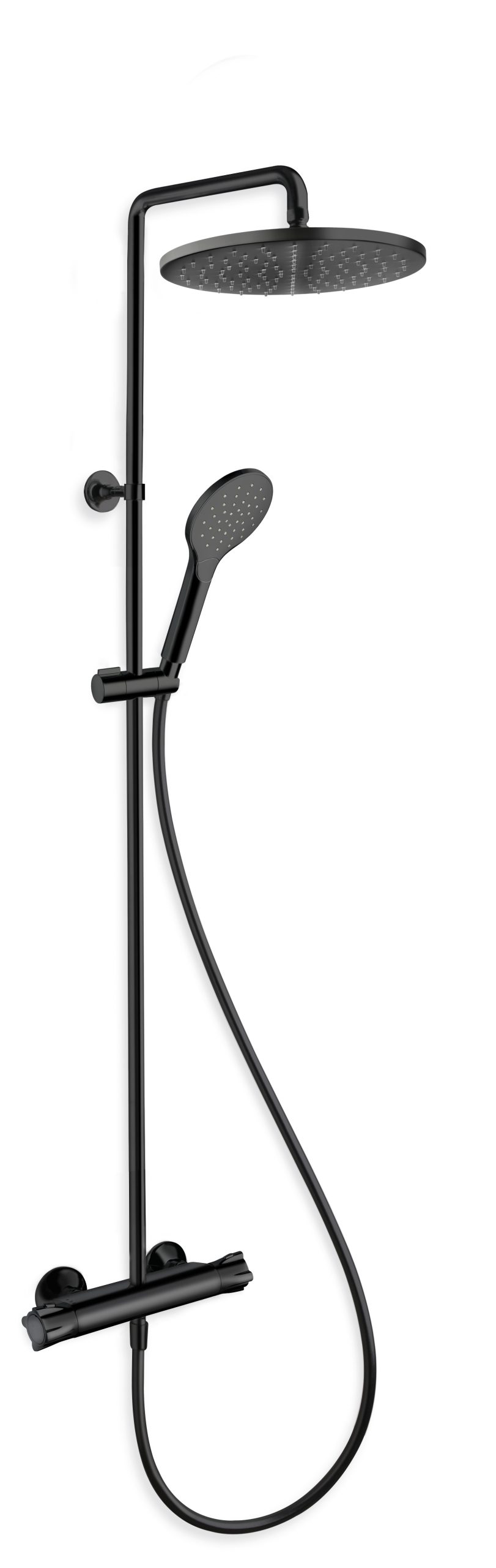 dušas sistēma ar termostatu dušas galvu d=250, 1047 mm stienis, matt black