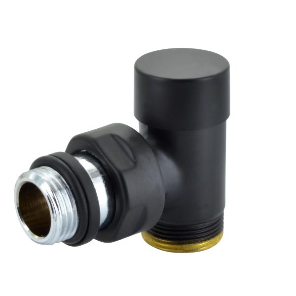 Rad. noslēgvārsts Compact 1/2` x 24-19, 90°, matēts melns/melns