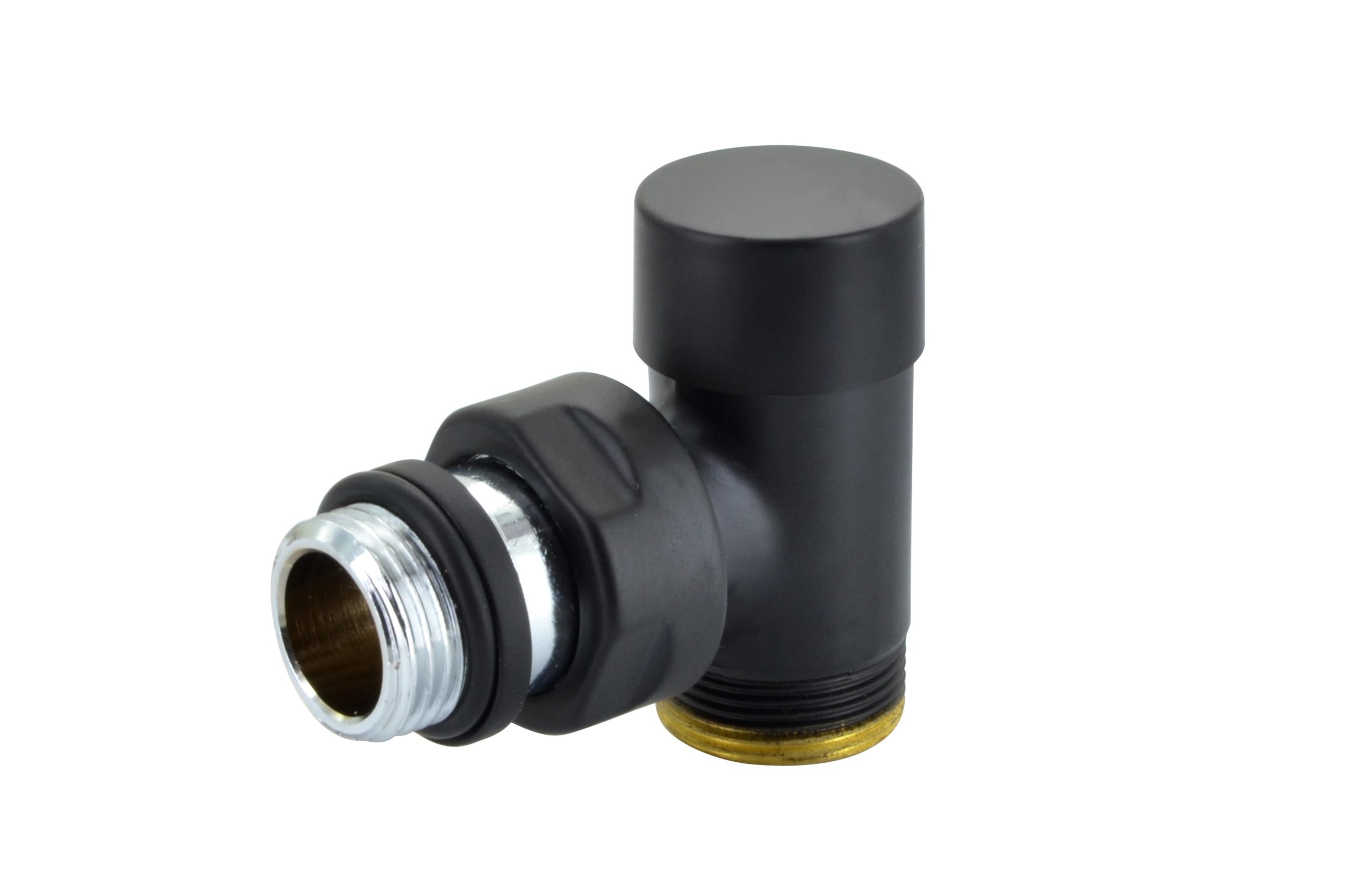 Rad. noslēgvārsts Compact 1/2` x 24-19, 90°, matēts melns/melns