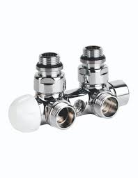 Rad. dubultbloks Twinvalve Thermo 1/2` x 24-19, 90°, balts, bez termogalvas (50mm)
