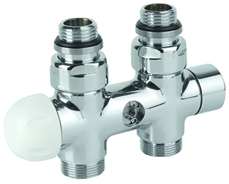 radiatora dubultbloks Twinvalve Thermo 1/2` x 24-19, taisns, bez termogalvas, hroms ( 50 mm )