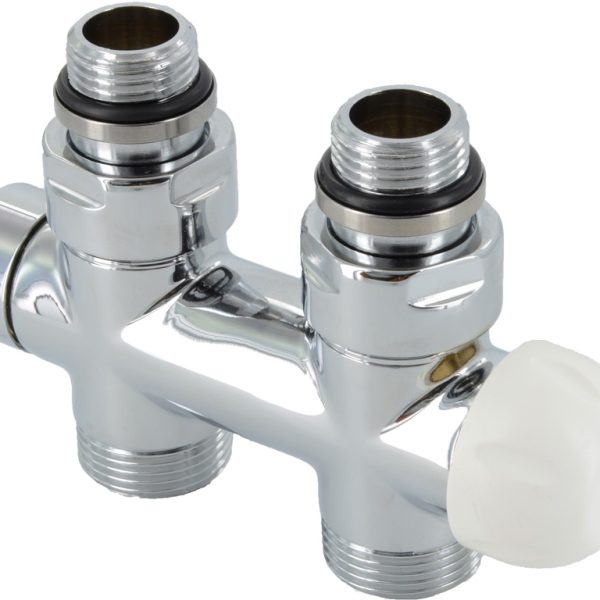 radiatora dubultbloks Twinvalve Thermo 1/2` x 24-19, taisns, bez termogalvas, melns matēts