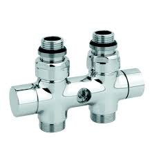 Rad. dubultbloks Twinvalve Thermo 1/2` x 24-19, taisns, balts (50mm)