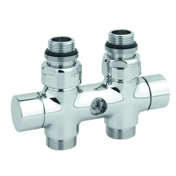 Rad. dubultbloks Twinvalve 1/2` x 24-19, taisns, hromēts (50mm)